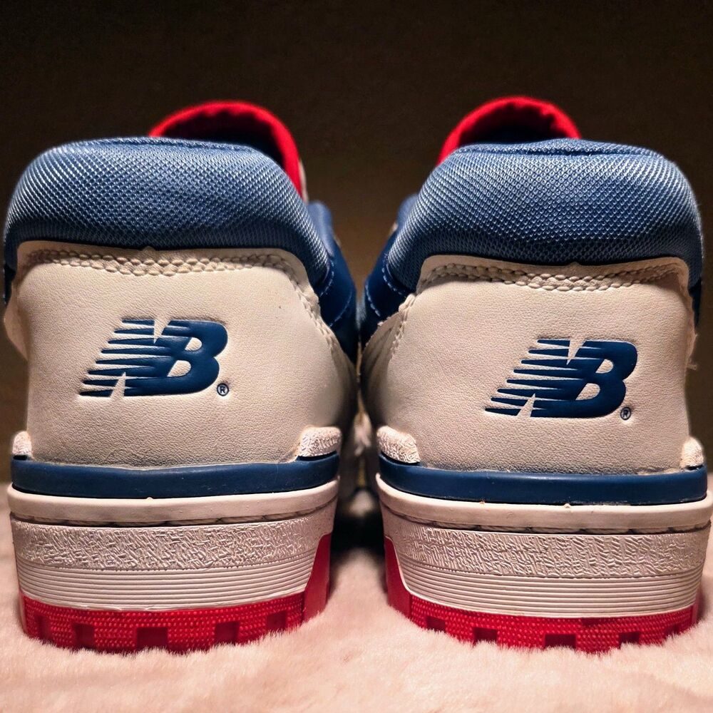 New Balance 550 Red Atlantic Blue Retro Low Top Sneakers Mens 7 Womens 8.5 - Picture 8 of 9